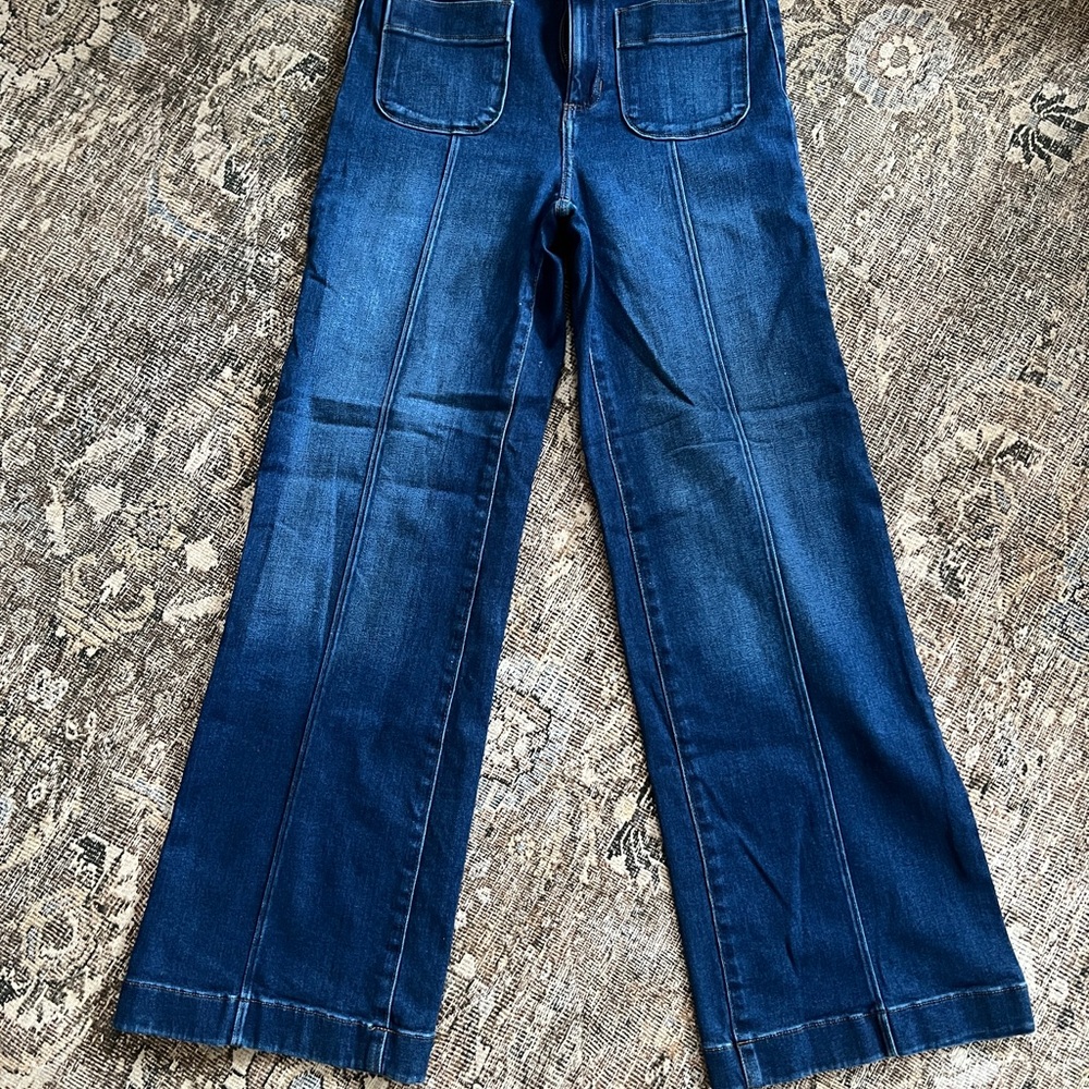 LC Lauren Conrad Deep Indigo Wide-Leg Jeans with Front Patch Pockets